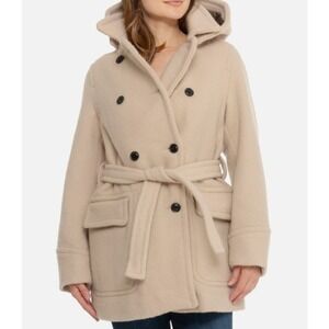 Filson Womens White Pass Coat 16 Oz Blanket Wool Tan Double Breasted Belted NWT